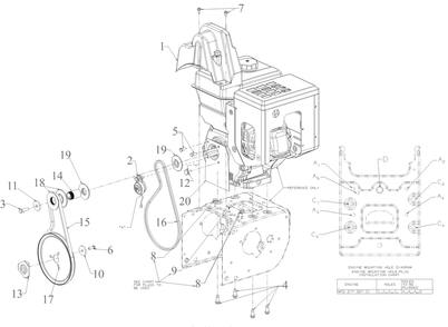 Engine Drive Diagram and Parts List for 3X26-INCHTRAC (31AH7DVX710)(2022) Cub Cadet Snow Blower